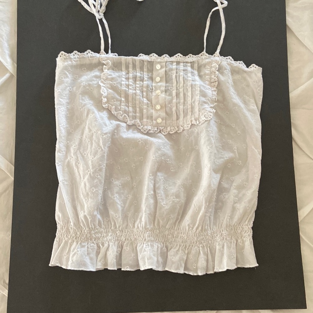 White 100% Cotton Lace Sleeveless Prairie COTTAGECORE Top